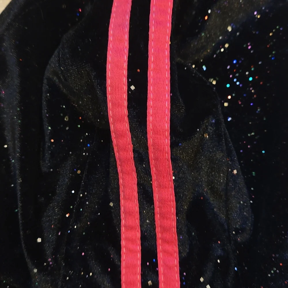New Fabdog Diva Black and Pink Sparkly Velour Pet Jogging Suit/Costume